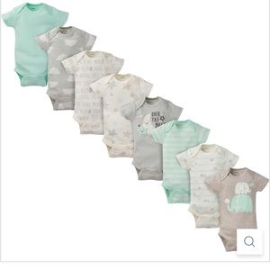 8-Pack Baby Neutral Elephant Short-Sleeve Onesies® Bodysuits Gerber